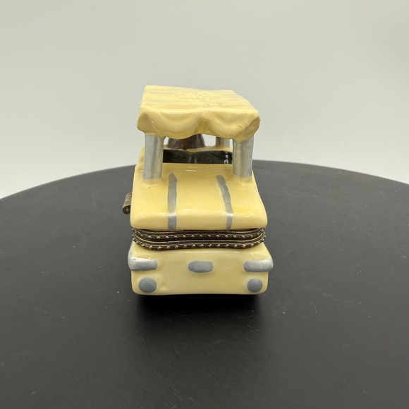 Vintage Golf Cart Ceramic Hinged Trinket Box with Miniature Golf Club Yellow - Picture 6 of 8